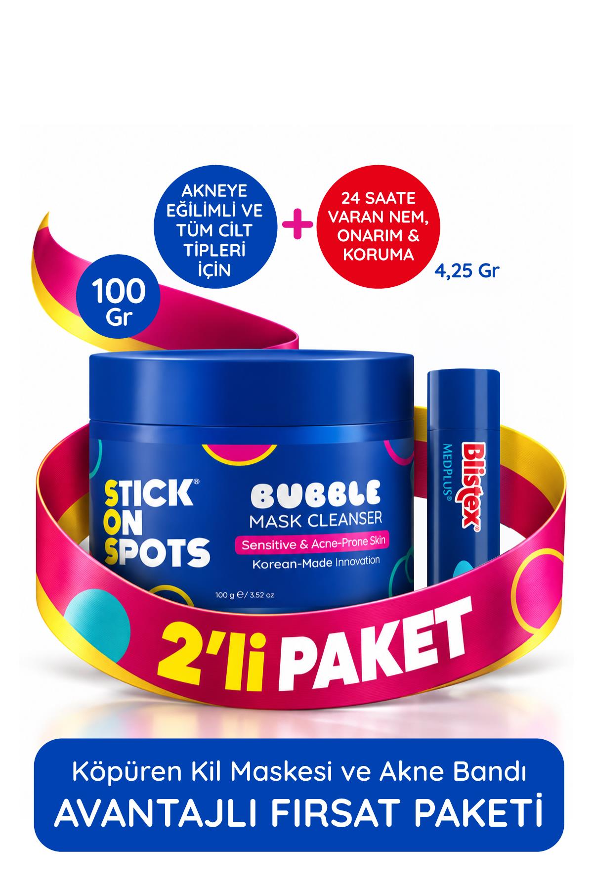 SOS Bubble Mask 100 ml Köpüren Kil Maskesi Medplus Stick - Kuruyan Ve Çatlayan Dudaklar Için Yoğun Bakım Dudak Kremi