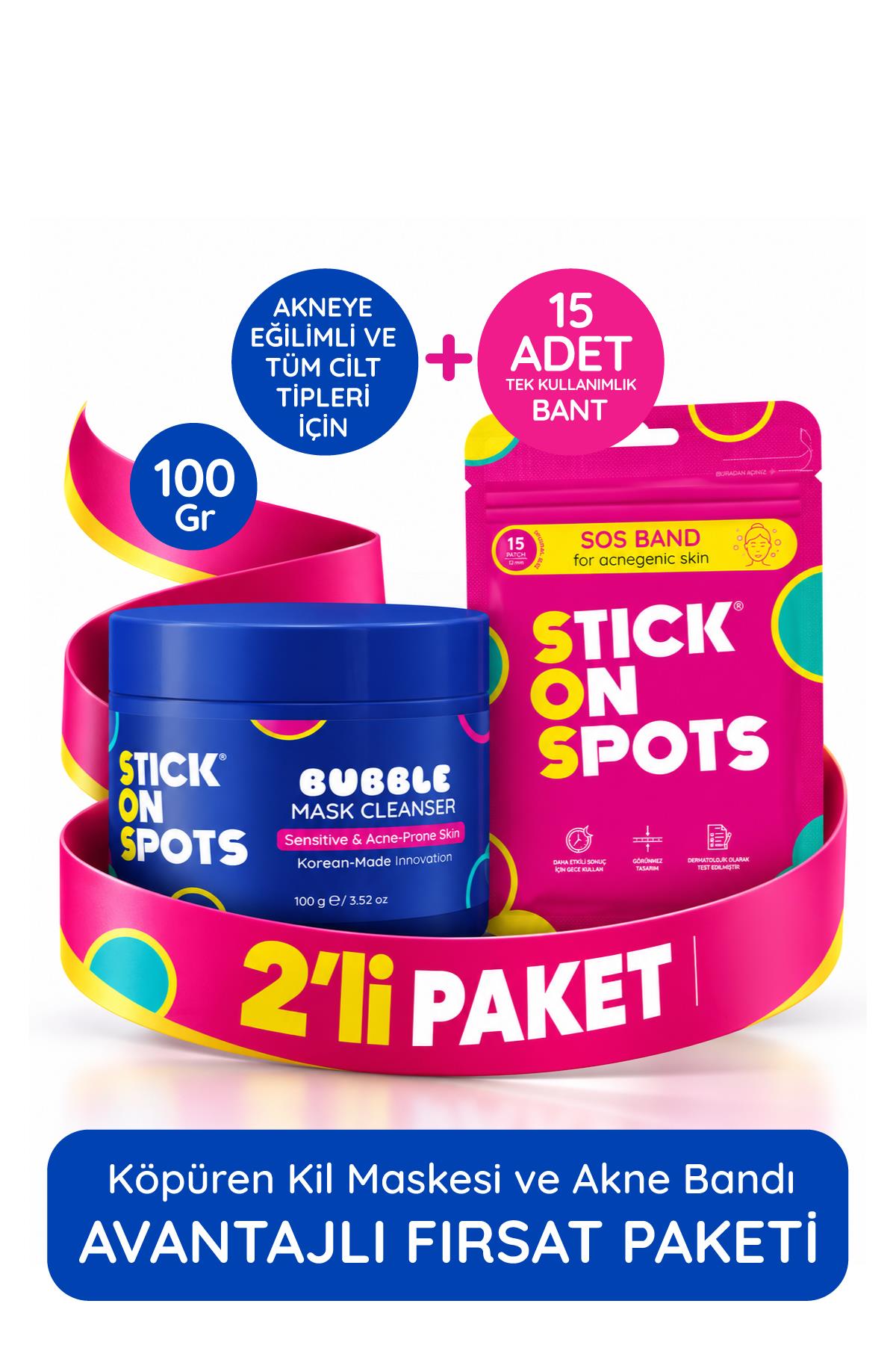 SOS AKNE Bandı 15'li Bant  SOS Bubble Mask 100 ml