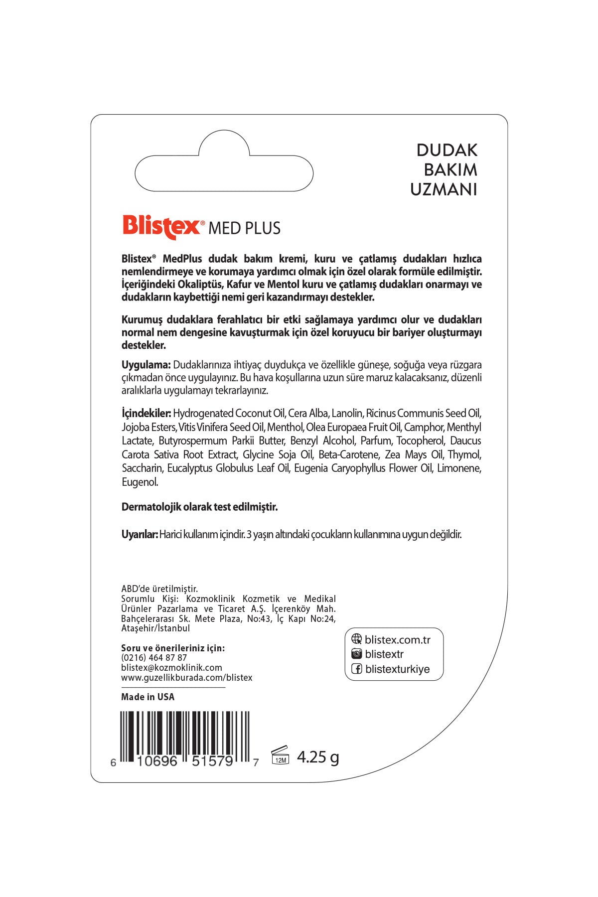 Blistex Kuruyan Ve Çatlayan Dudaklara Yoğun Bakım Medplus Stick 4,25 G