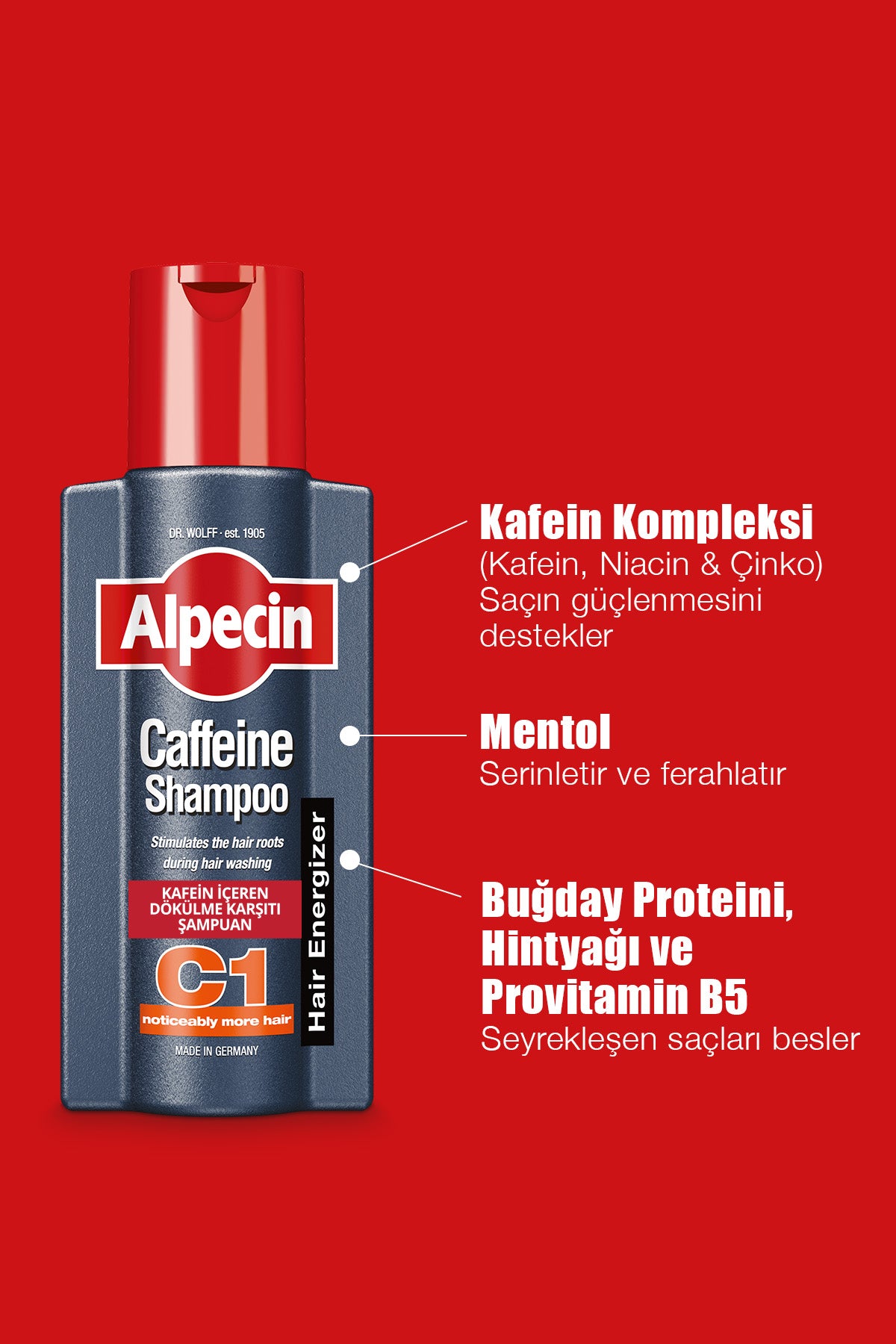 C1 - Kafeinli Dökülme Karşıtı Şampuan