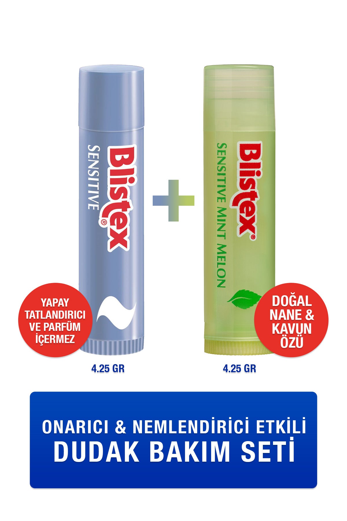 Hassas Dudaklar İçin Yoğun Bakım Sensitive +Sensıtıve Mınt Melon Nemlendirici Kurtarıcı Dudak Kremi 4.25gr