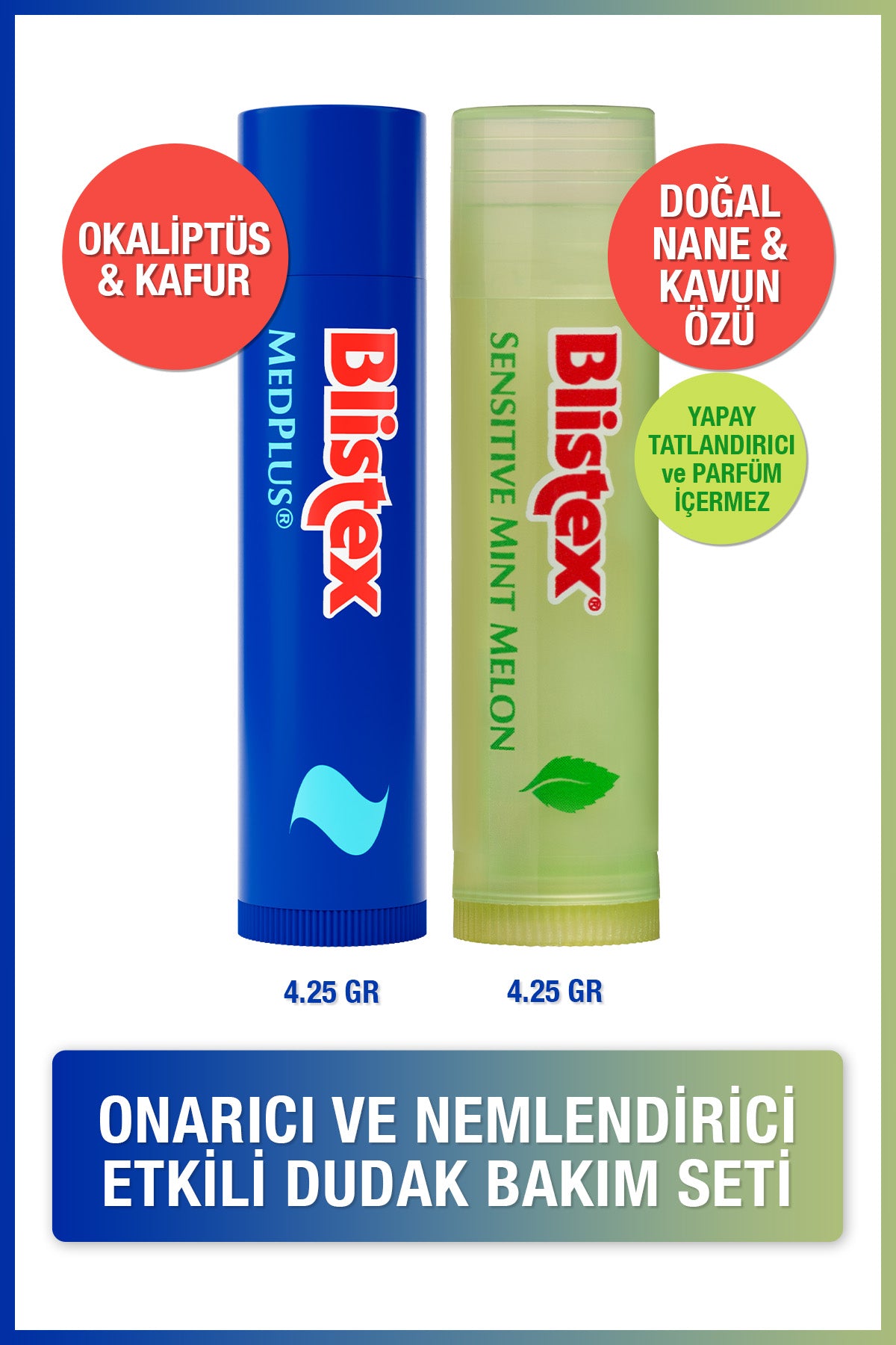 Medplus Stick 4,25gr+Sensıtıve Mınt Melon Nemlendirci Kurtarıcı Dudak Bakım Kremi  4.25gr