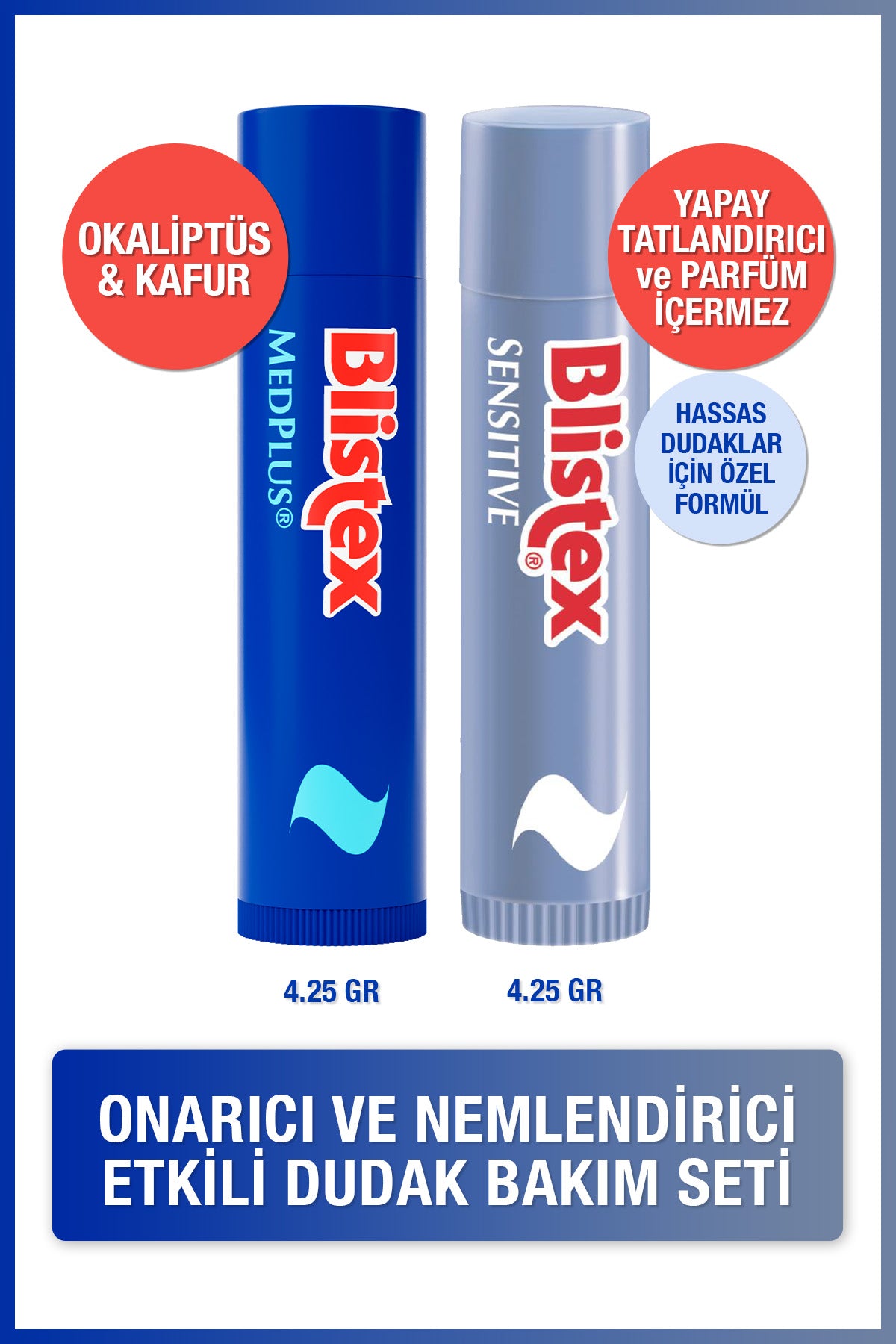 Kuruyan Ve Çatlayan Dudaklara Medplus Stick 4,25 G +Hassas Dudaklar Yoğun Bakım Sensitive