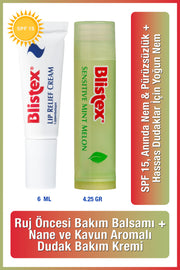 Çatlak Dudaklara Lip Relief Cream Spf10 6ml+Sensıtıve Mınt Melon Nemlendirmeyi Destekleyen Kurtarıcı Dudak Kremi 4.25gr