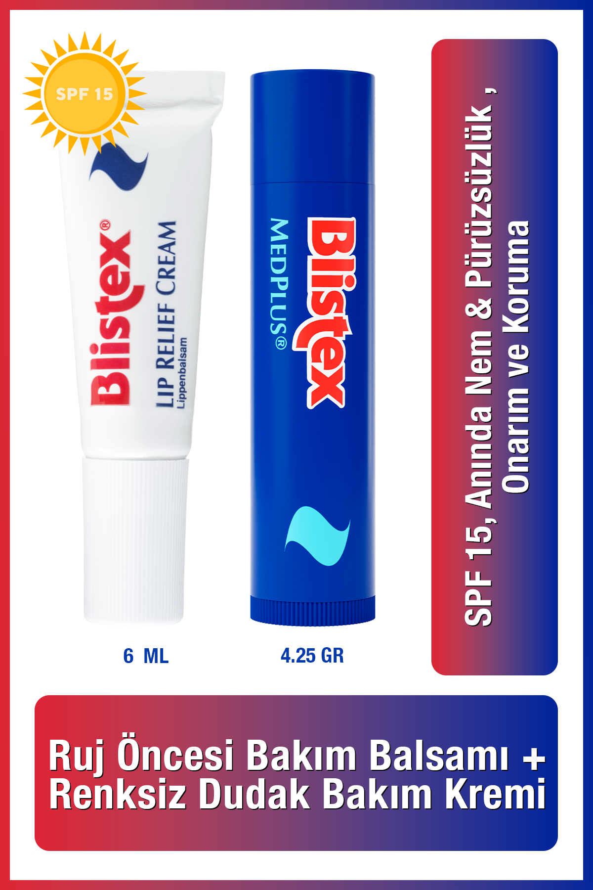 Kuruyan Ve Çatlayan Dudaklara Medplus Stick 4,25 G + Çatlak Dudaklara Acil Çözüm Spf10 6ml