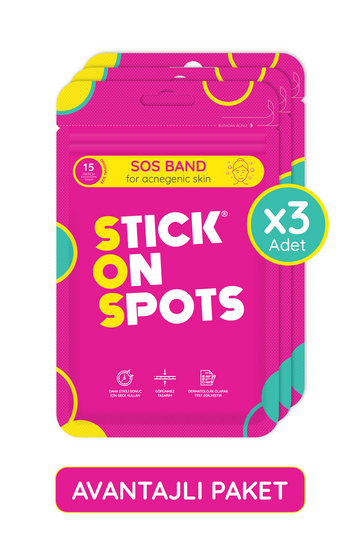 SOS Band - 15 Adet Sivilce/Akne Bandı - Pimple Patch- Hidrokolloid Bant X3
