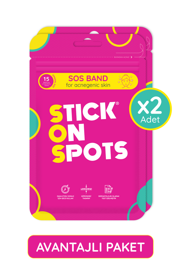 SOS Band - 15 Adet Sivilce/Akne Bandı - Pimple Patch- Hidrokolloid Bant X2