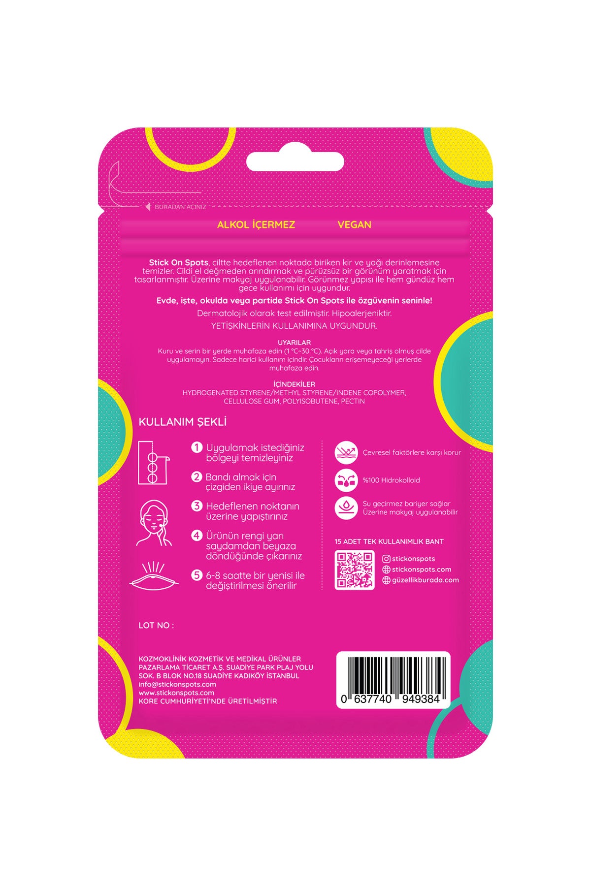 SOS Band - 15 Adet Sivilce/Akne Bandı - Pimple Patch- Hidrokolloid Bant