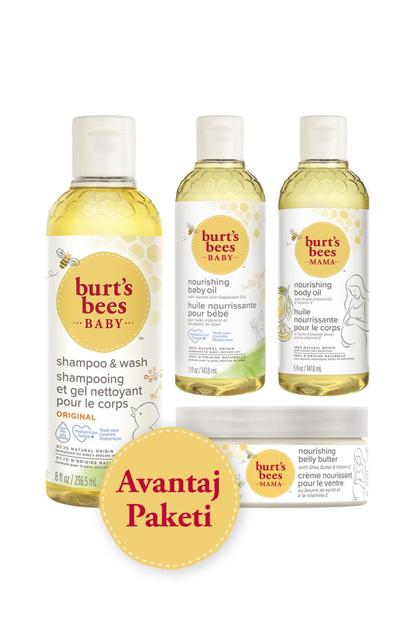 Burt's Bees Mama Bee + Baby Bee Doğal Bakım Seti 236,5 ml + 147,8 ml + 147,8 ml + 185 g