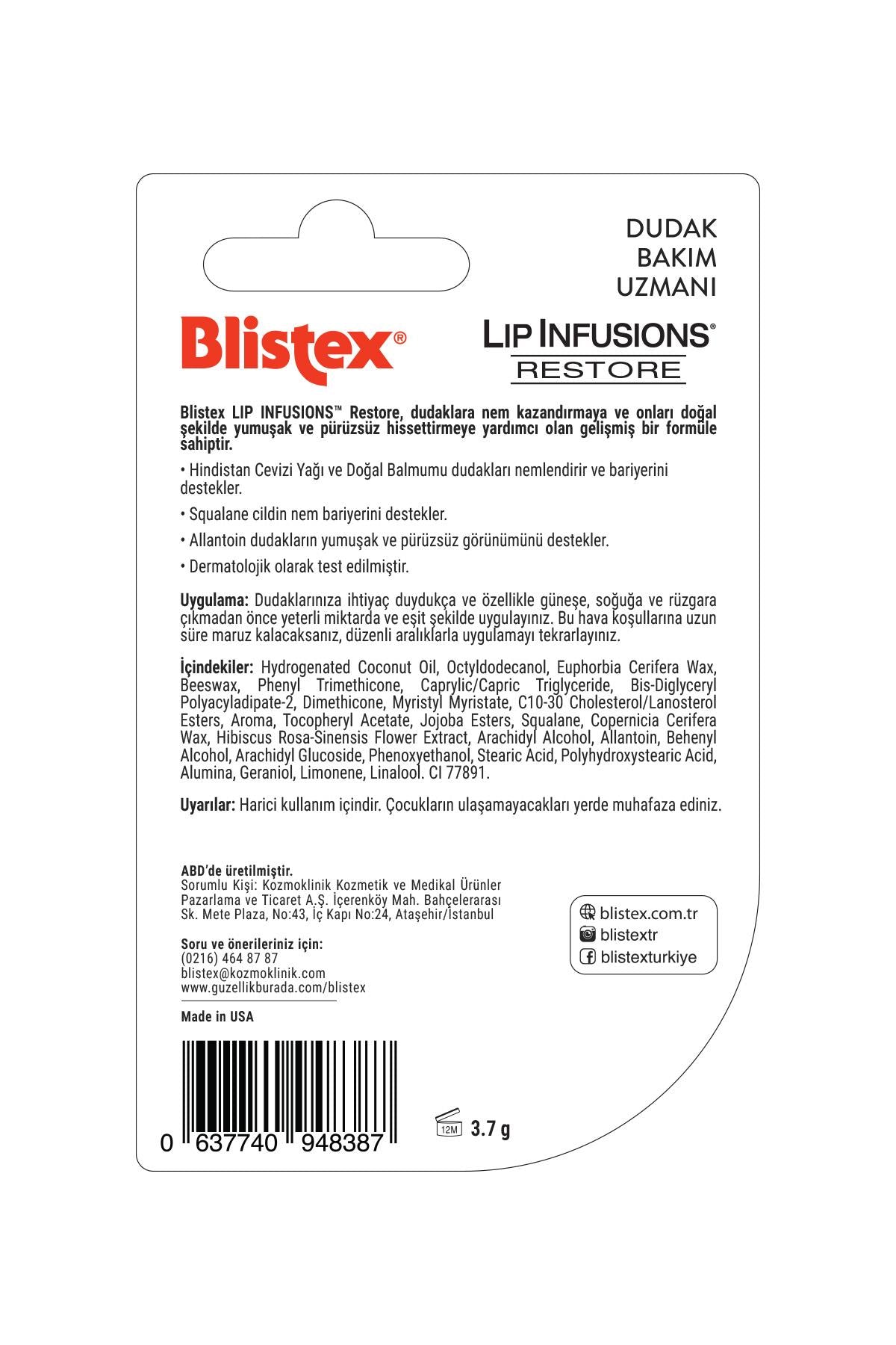 Lip Infusion Restore - Yumuşak ve Pürüzsüz Dudaklar İçin Yenileyici Dudak Bakım Kremi- 3.7gr