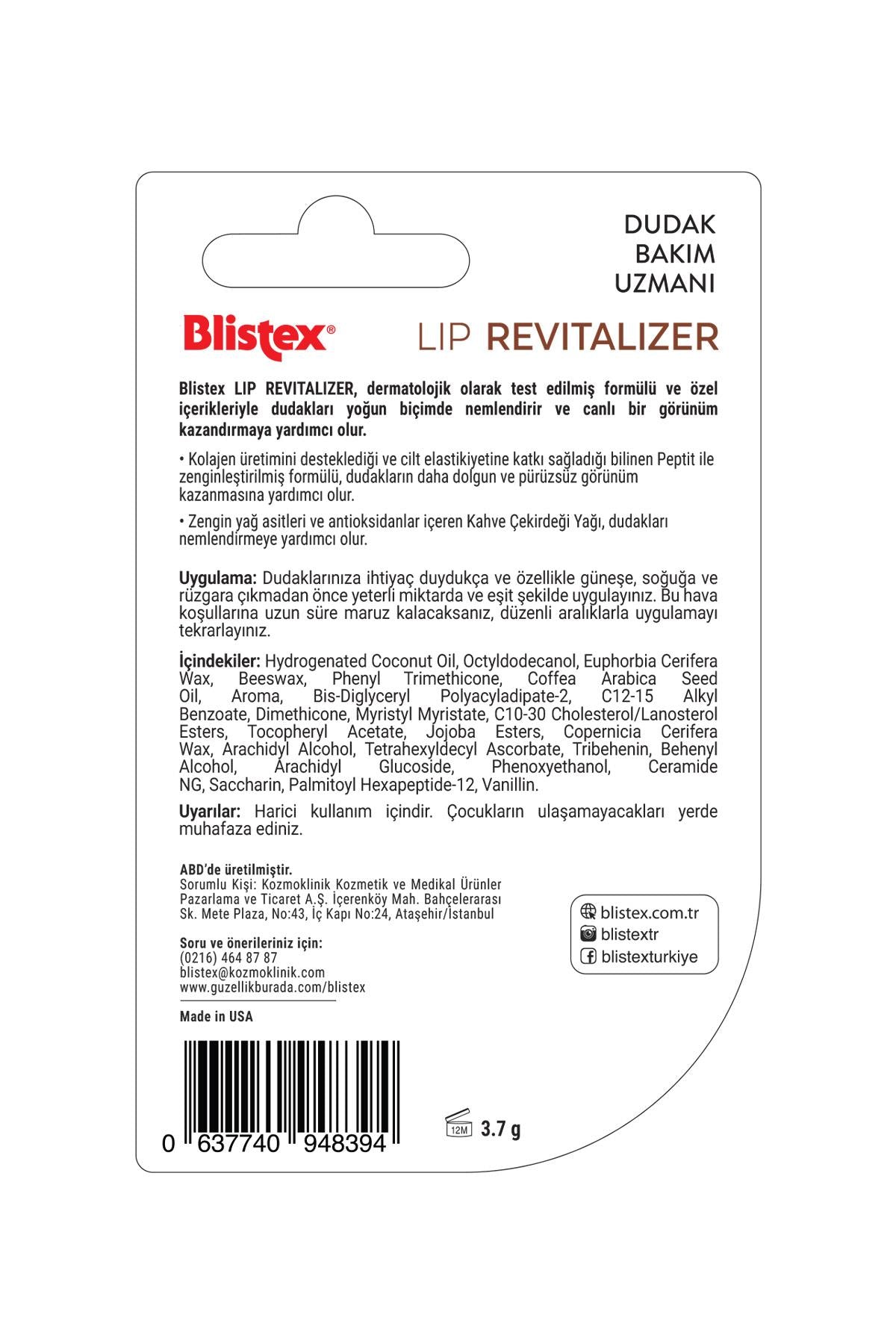 Lip Revitalizer -Yenileyici, Nemlendirici ve Dolgun Görünüm Destekleyici Peptit İçeren Dudak Kremi