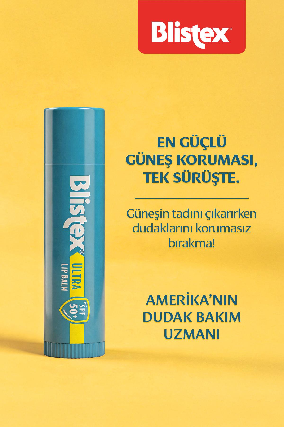 Blistex Ultra SPF50+ UVA/UVB Yüksek Güneş Korumalı, Vitamin ve Antioksidan İçeren Yoğun Nemlendirici Dudak Kremi