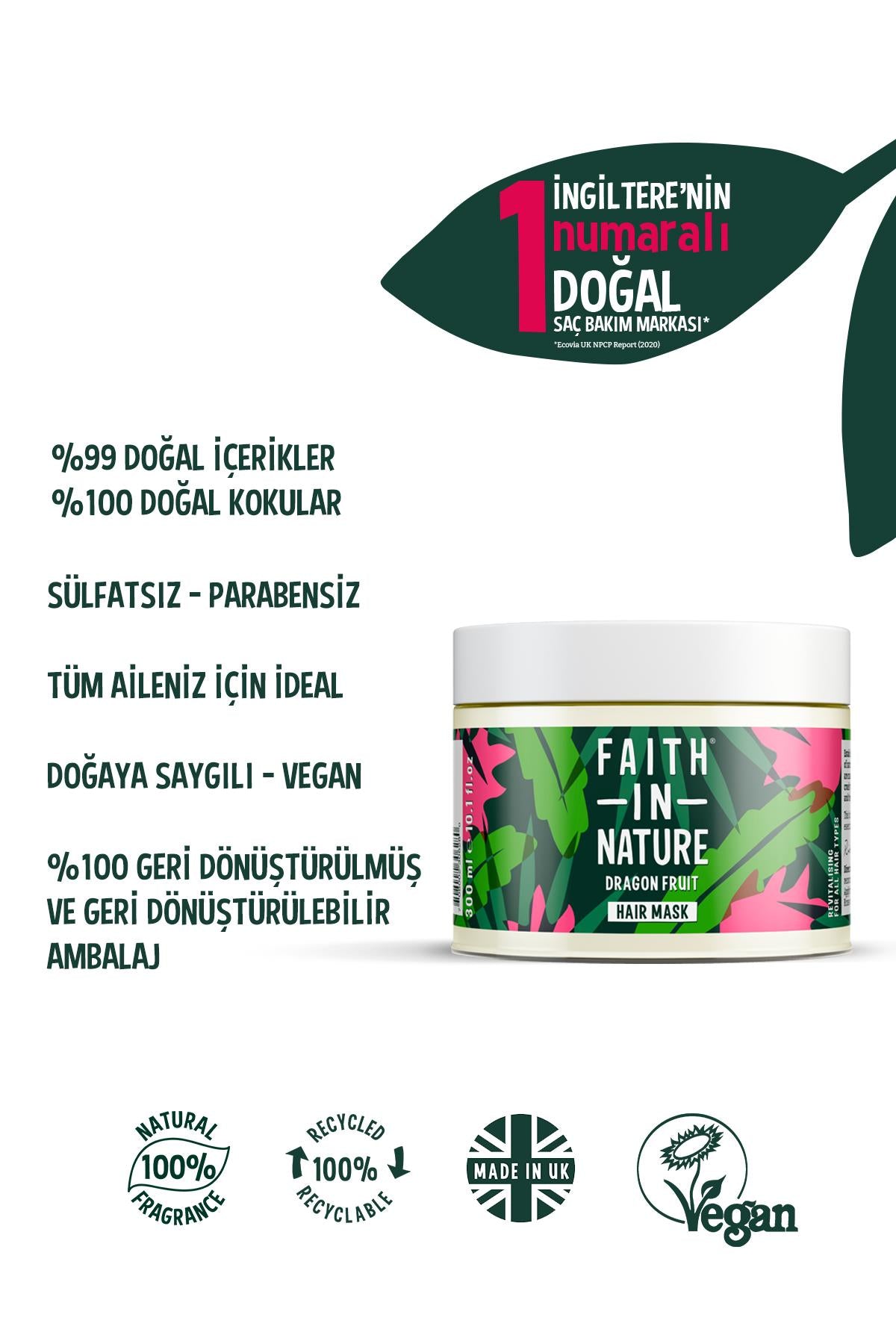 %99 Doğal Canlandırıcı Saç Bakım Maskesi Ejder Meyvesi Tüm Saç Tipleri İçin