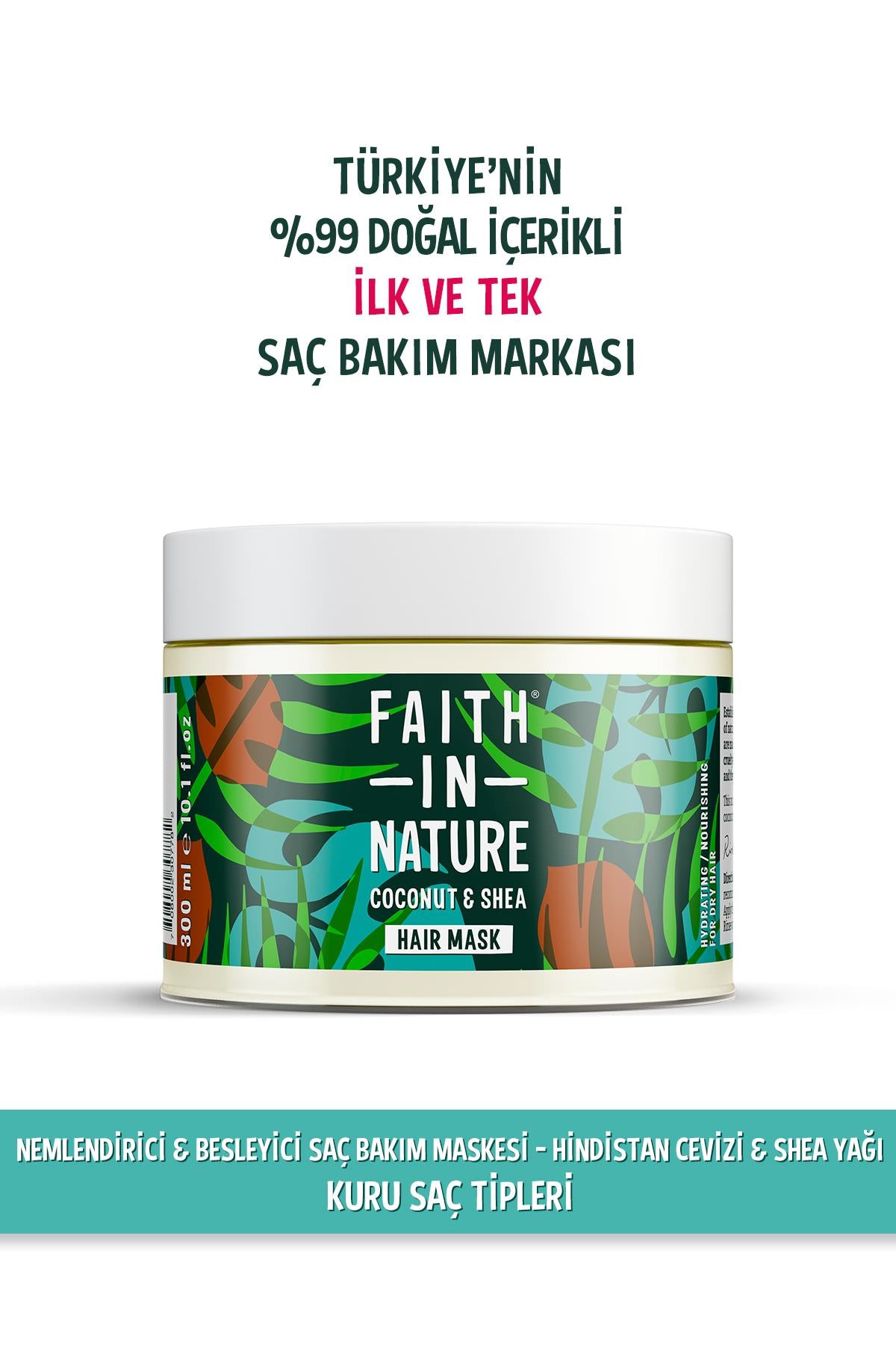 %99 Doğal Nemlendirici&Besleyici Saç Bakım Maskesi Hindistan Cevizi&Shea Yağı Kuru Saç Tipleri İçin
