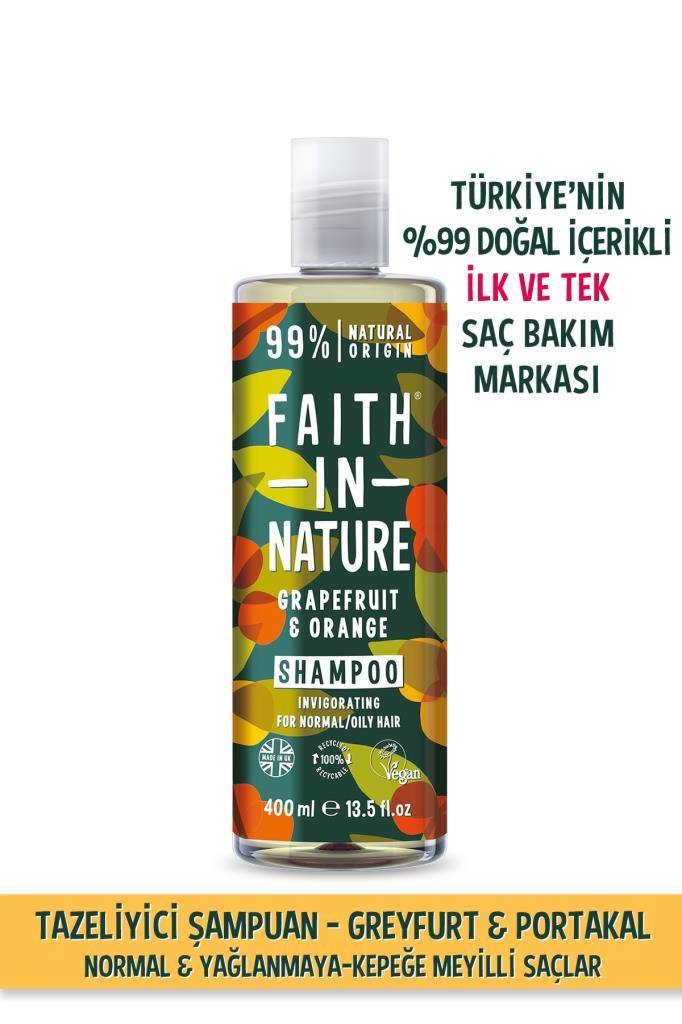 %99 Doğal Tazeleyici Şampuan Greyfurt&Portakal Normal&Yağlanmaya-Kepeğe Meyilli Saçlar İçin