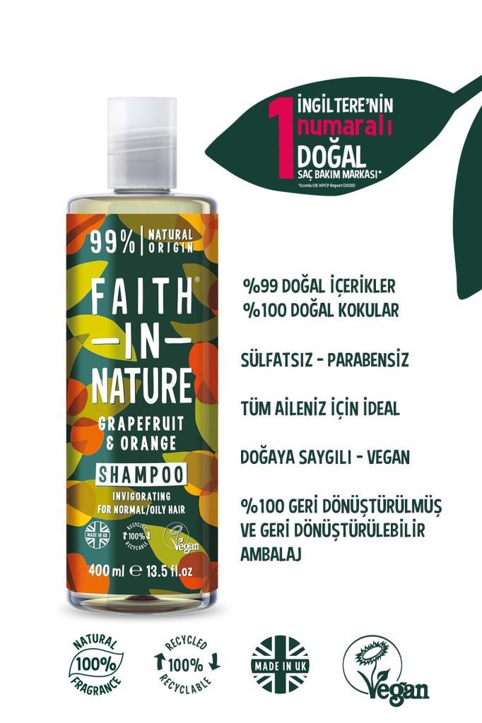 %99 Doğal Tazeleyici Şampuan Greyfurt&Portakal Normal&Yağlanmaya-Kepeğe Meyilli Saçlar İçin