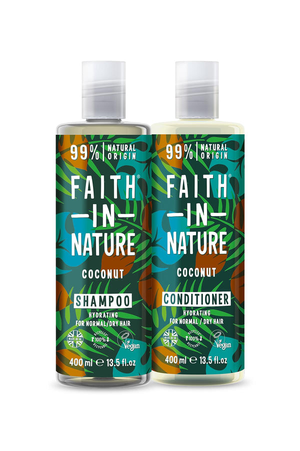 Faith in Nature %99 Doğal Hindistan Cevizi Nemlendirici Şampuan + Saç Kremi 2 x 400 ml