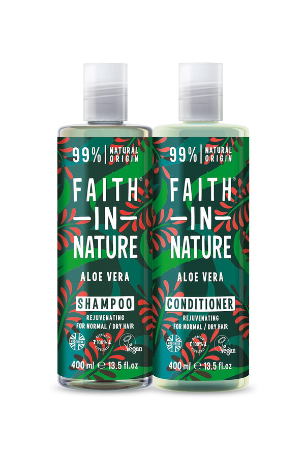 Faith in Nature %99 Doğal Aloe Vera Yenileyici Şampuan + Saç Kremi 2 x 400 ml