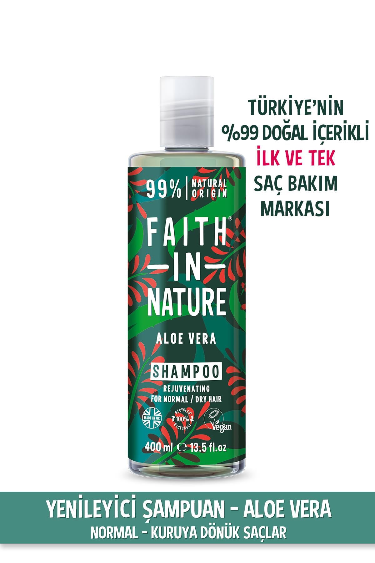 %99 Doğal Yenileyici Şampuan Aloe Vera Normal&Kuruya Dönük Saçlar İçin