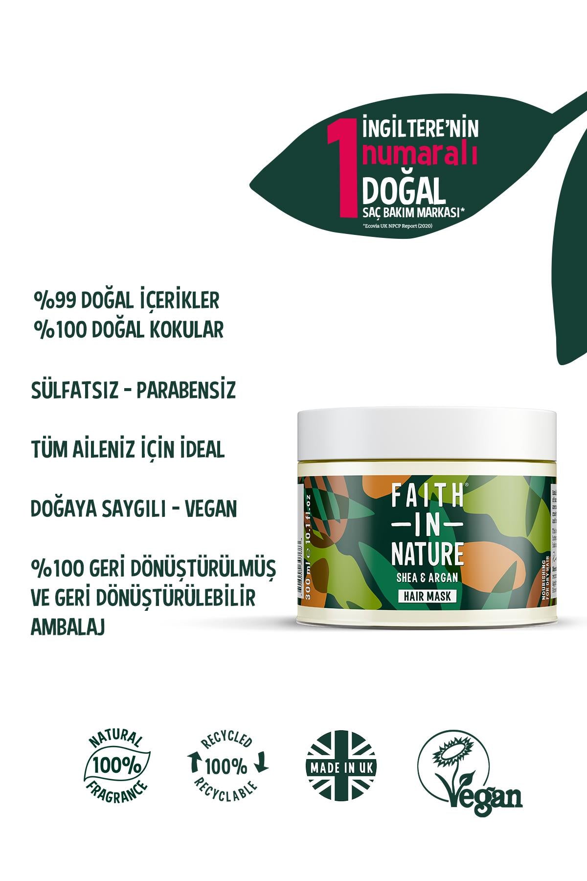 %99 Doğal Besleyici Saç Bakım Maskesi Shea&Argan Çok Kuru Saç Tipleri İçin