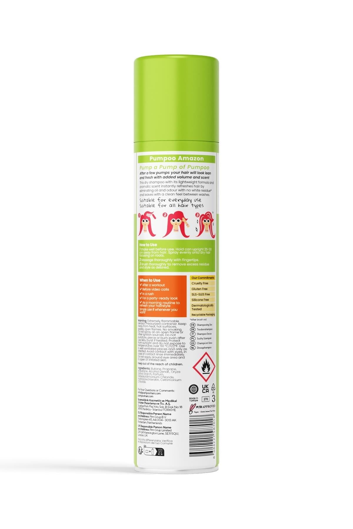 Amazon Dry Shampoo - Amazon Kuru Şampuan 200 ml | Ferah Saç Görünümü | Beyaz Kalıntı Bırakmaz