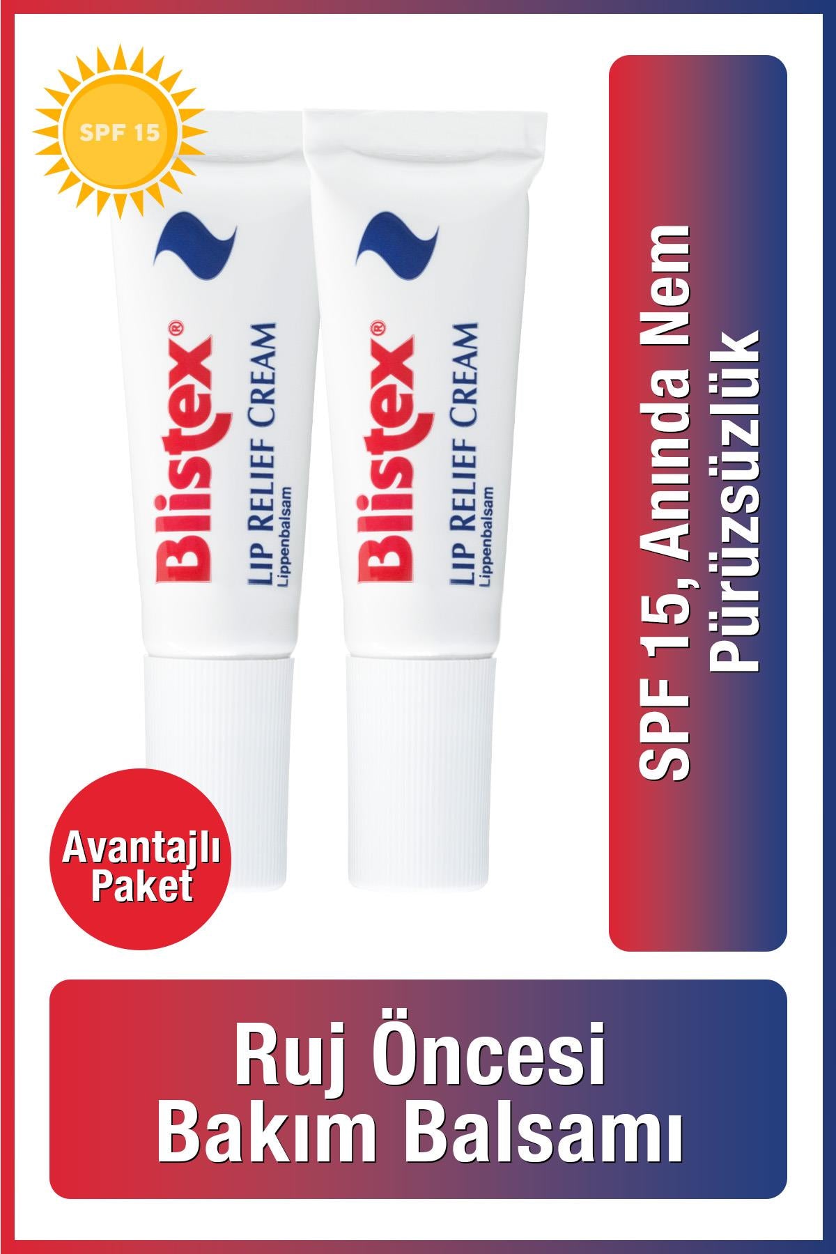 Lip Relief Cream - SPF 15 Rahatlatıcı Dudak Bakım Kremi X2