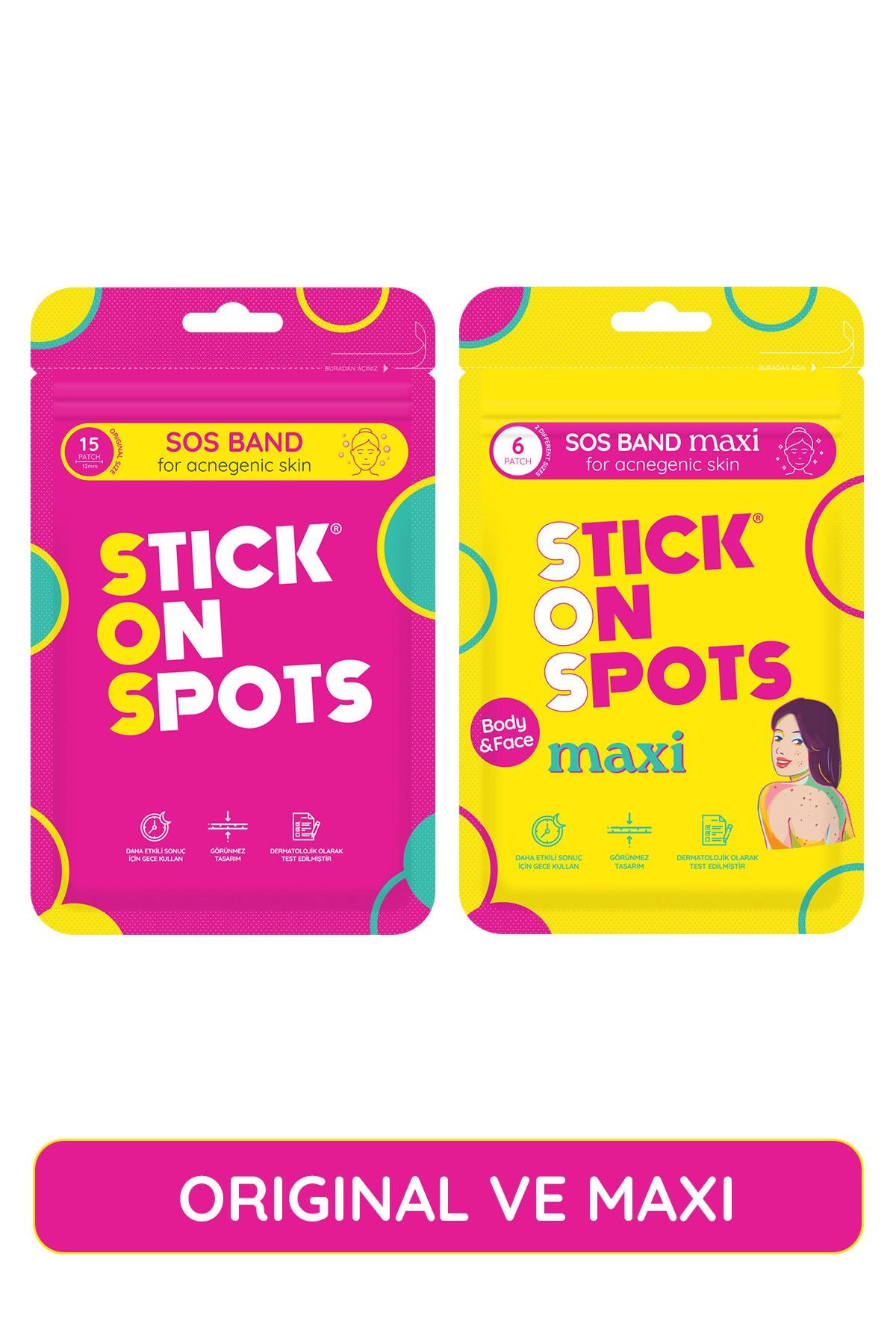 SOS Band Original (15’li) & Maxi (6’lı) %100 Hidrokolloid Sivilce/Akne Bandı