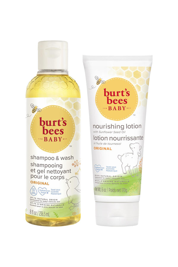 Burt's Bees Baby Bee Bebek Bakım Seti: Saç ve Vücut Şampuanı + Losyon 236,5 ml + 170 g