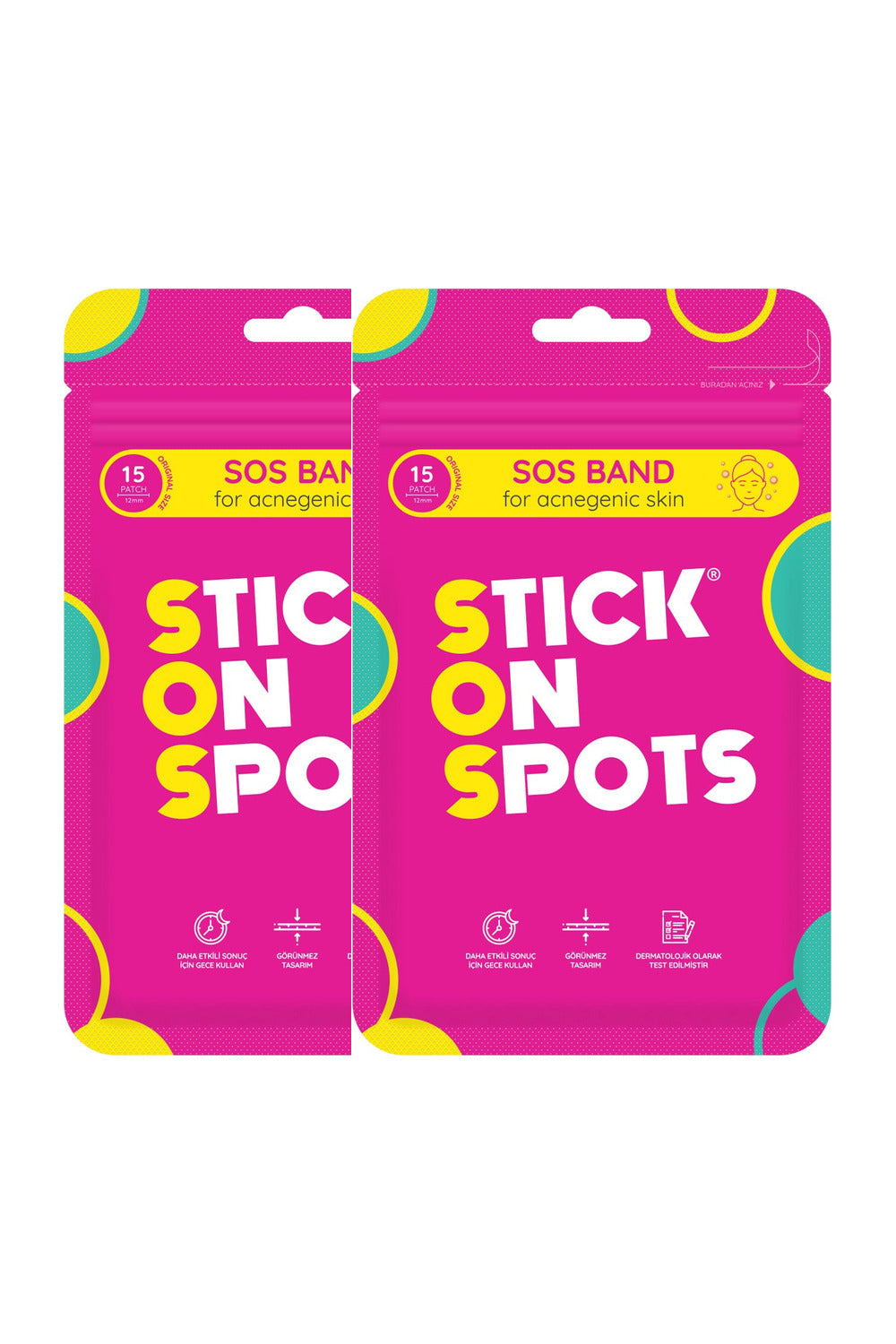 Stick On Spots SOS Band Original Hidrokolloid Sivilce Bandı 15 Adet x2