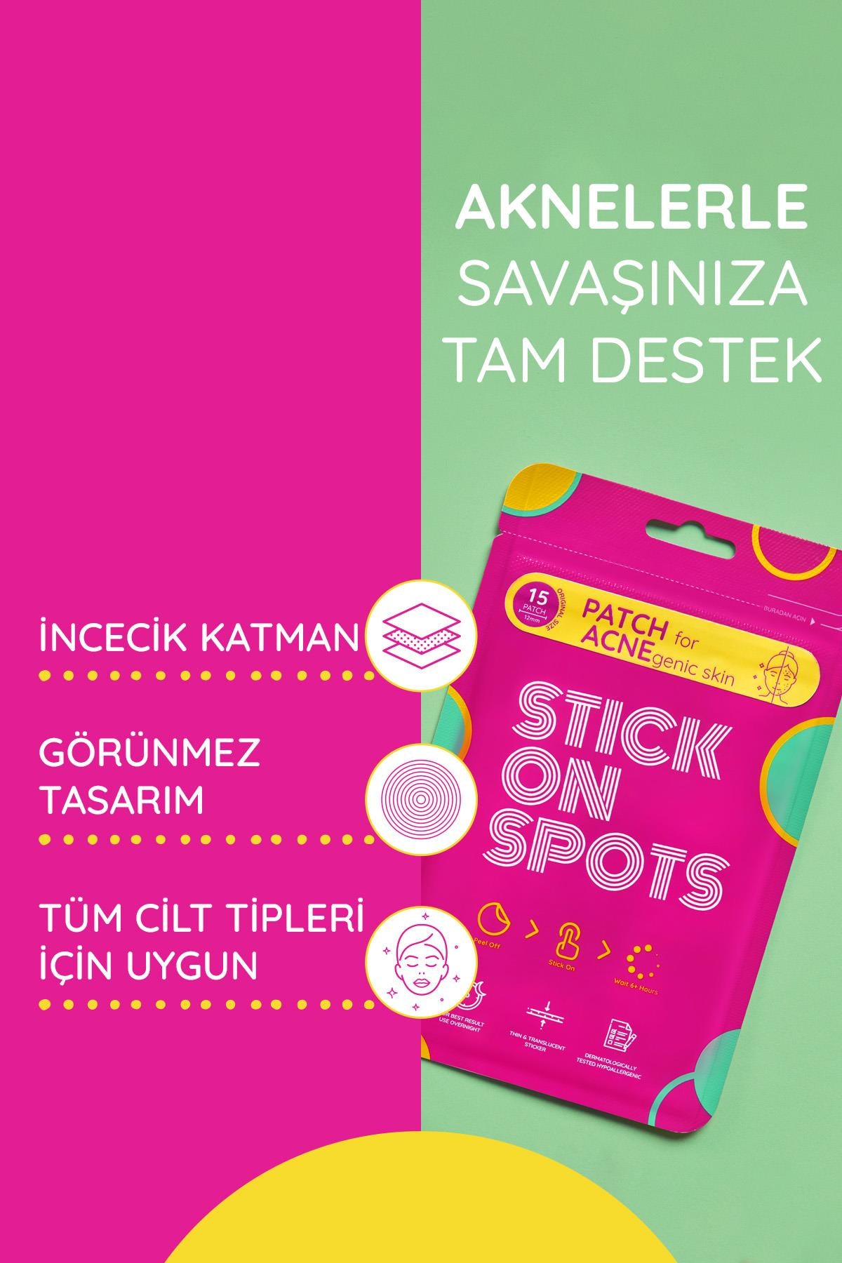 Stick On Spots SOS Band Original Hydrocolloid Pimple Patches 15 Patches x6