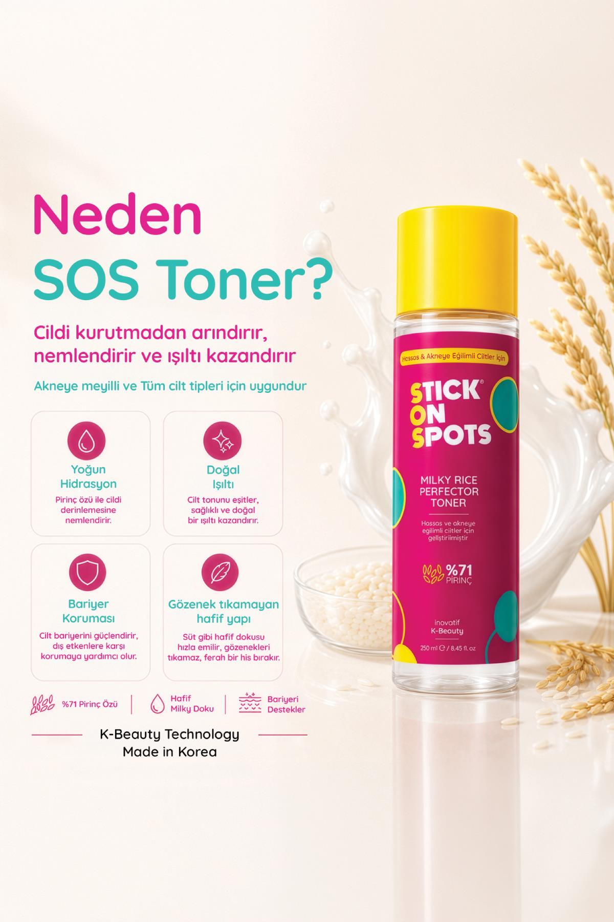SOS Milky Rice %71 Pirinç Özlü Aydınlatıcı Tonik