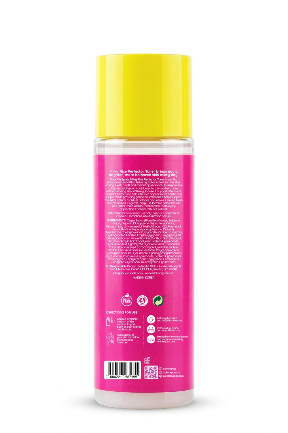 SOS Milky Rice Perfector Toner - arka etiket
