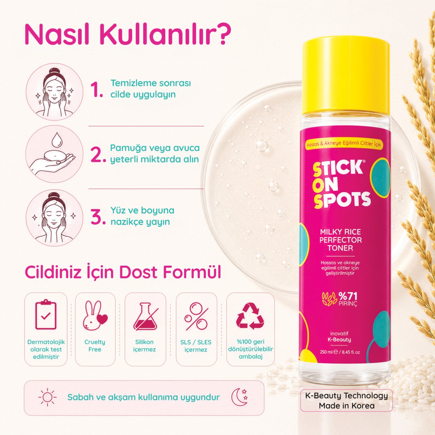 SOS Milky Rice Toner nasıl kullanılır