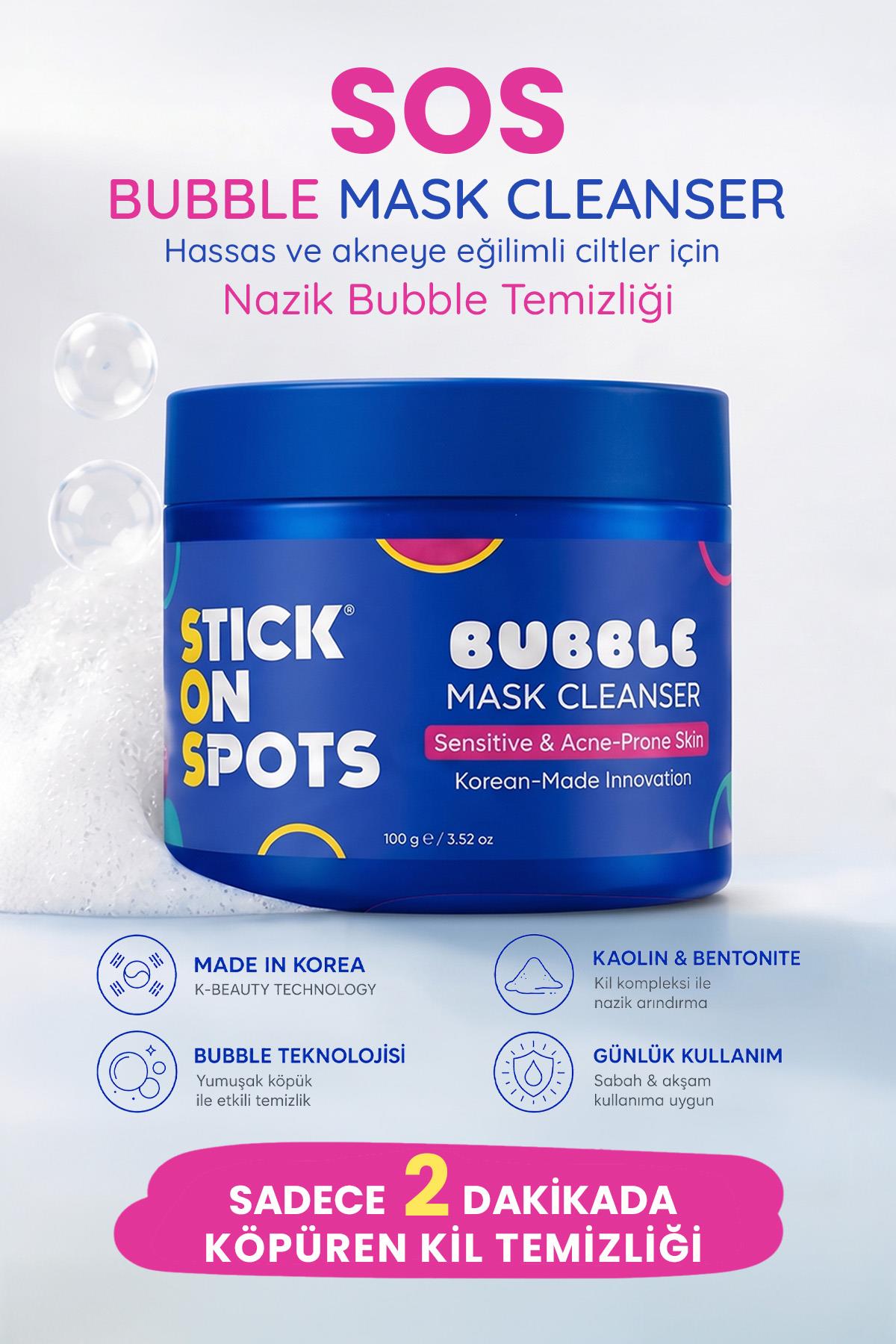Stick On Spots Bubble Mask Cleanser - (Stick On Spots Köpüren Kil Maskesi ve Yüz Temizleyici)