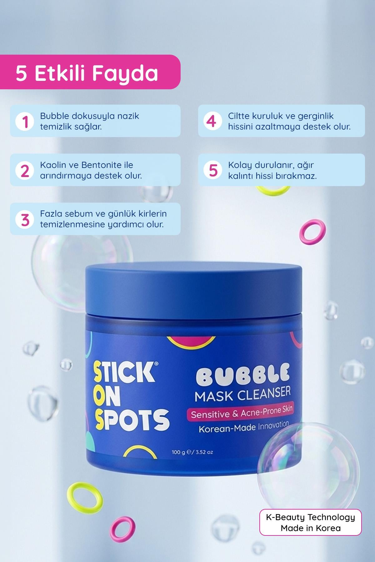 Stick On Spots Bubble Mask Cleanser - (Stick On Spots Köpüren Kil Maskesi ve Yüz Temizleyici)