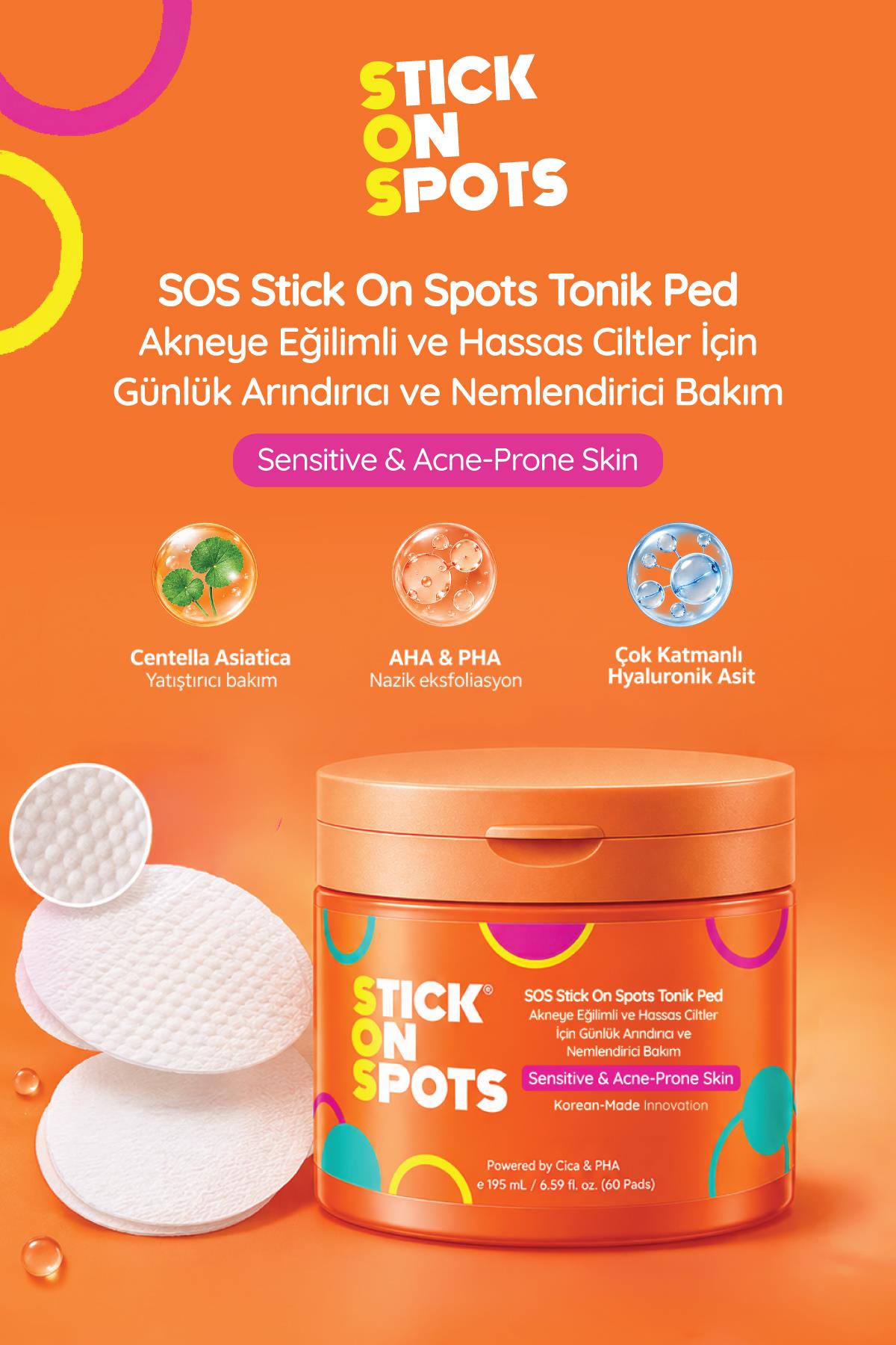 SOS Stick On Spots Tonik Ped – Akneye Eğilimli ve Hassas Ciltler İçin Günlük Arındırıcı ve Nemlendirici Bakım